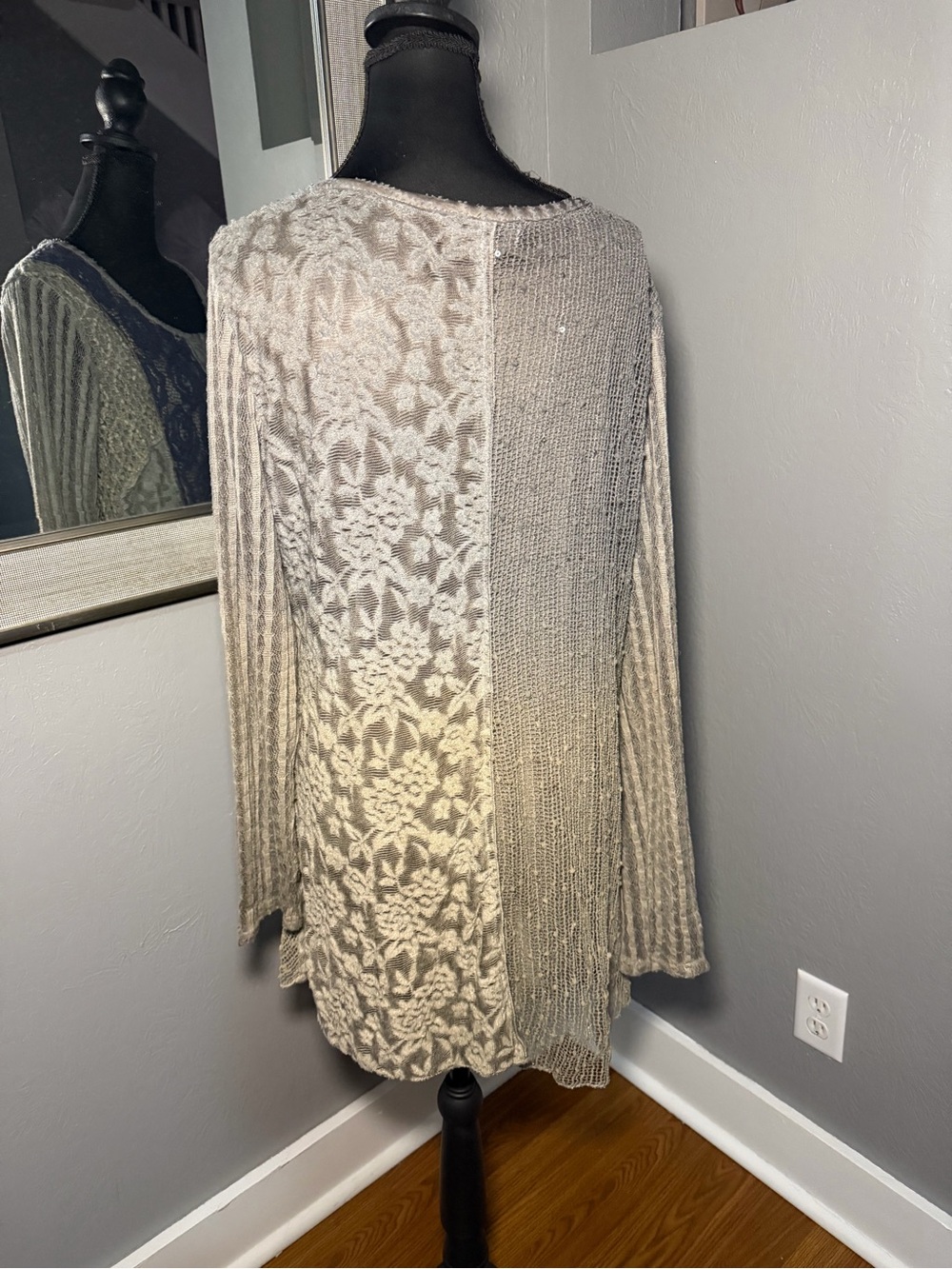 Adore Lace Textured Patchwork Boho Artsy Fairycore Whimsy Tunic Large. - Picture 4 of 7